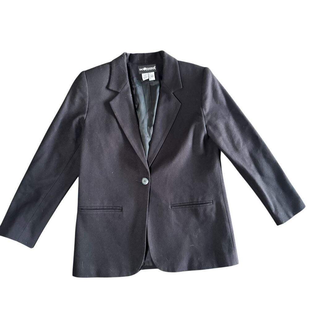 Sag Harbor Blazer Womens 6P Black Wool Jacket Office Casual Work Preppy Petite‎